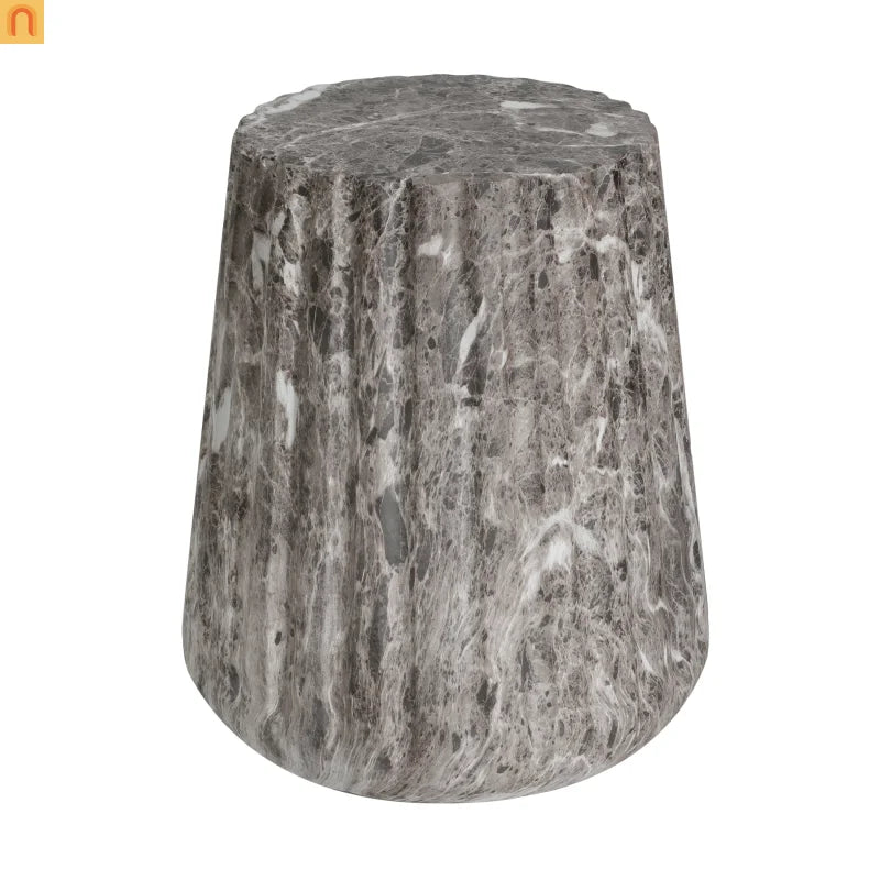 Outdoor End Table Concrete MGO Brown Travertine Round 16in