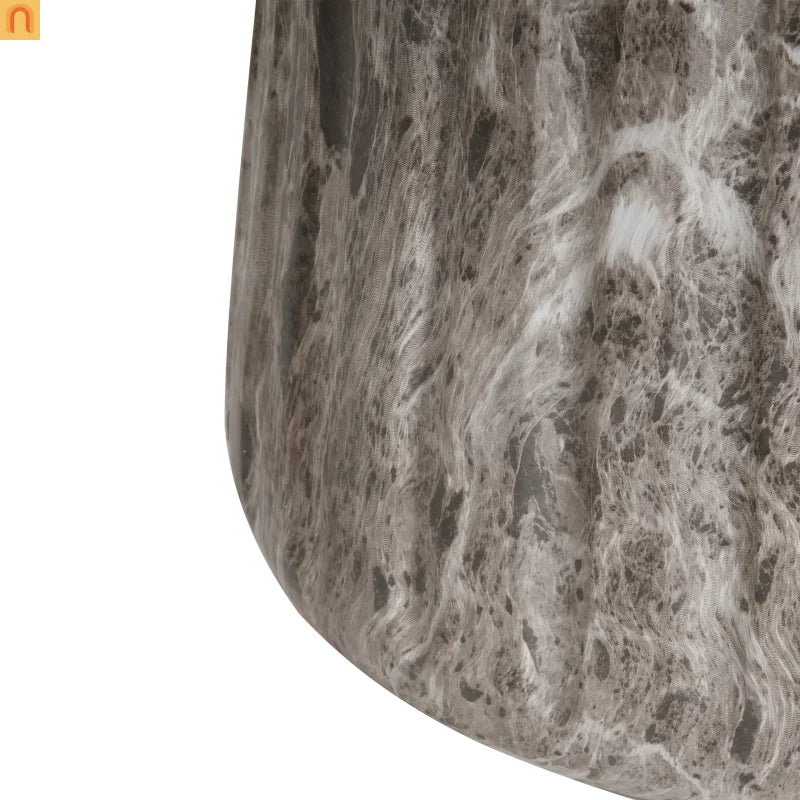 Outdoor End Table Concrete MGO Brown Travertine Round 16in