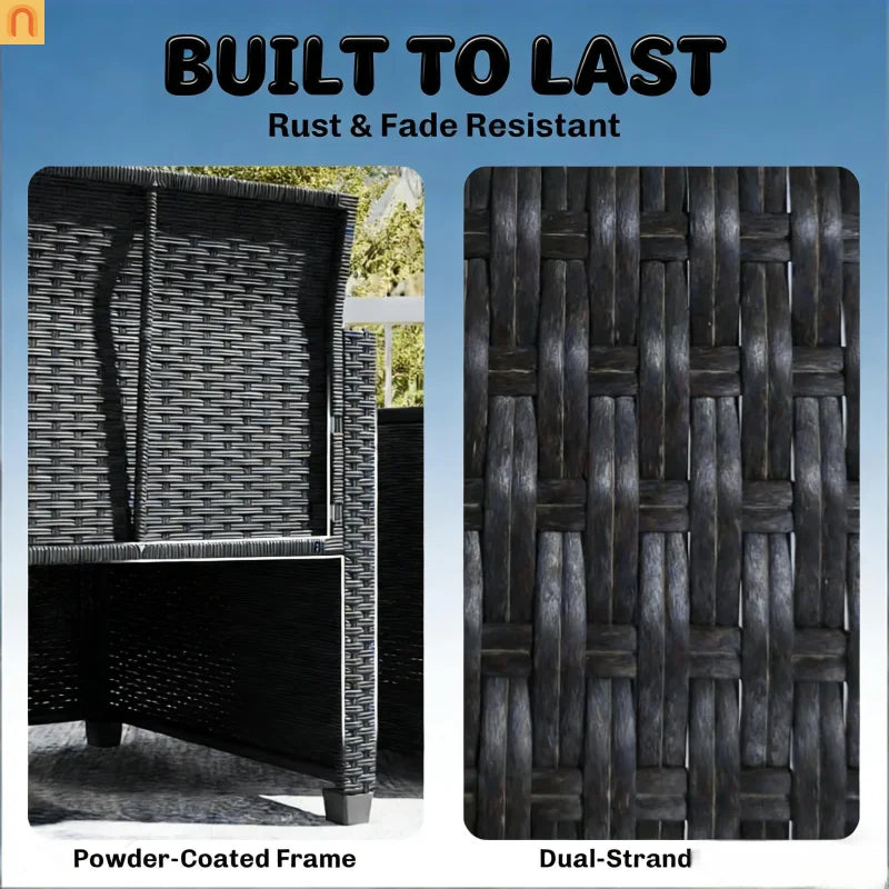 Outdoor Bistro Set PE Rattan 3 Piece Tempered Glass Table